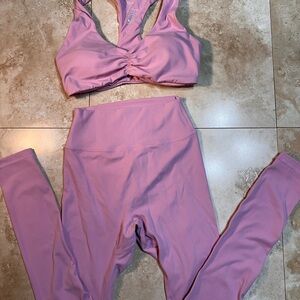 Honey Active Bubble Gun Pink Activewear Set with Y-Back sports bra and leggings.